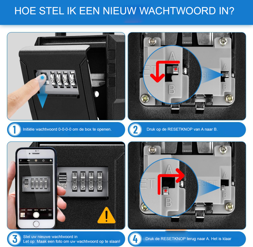 Sleutelkast met cijfercode voor buiten - weerbestendig, wandmontage, zwart