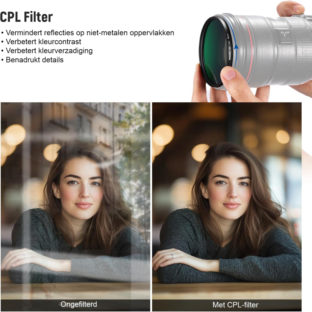 46mm lens filter set met UV, CPL en ND4 filters van optisch glas