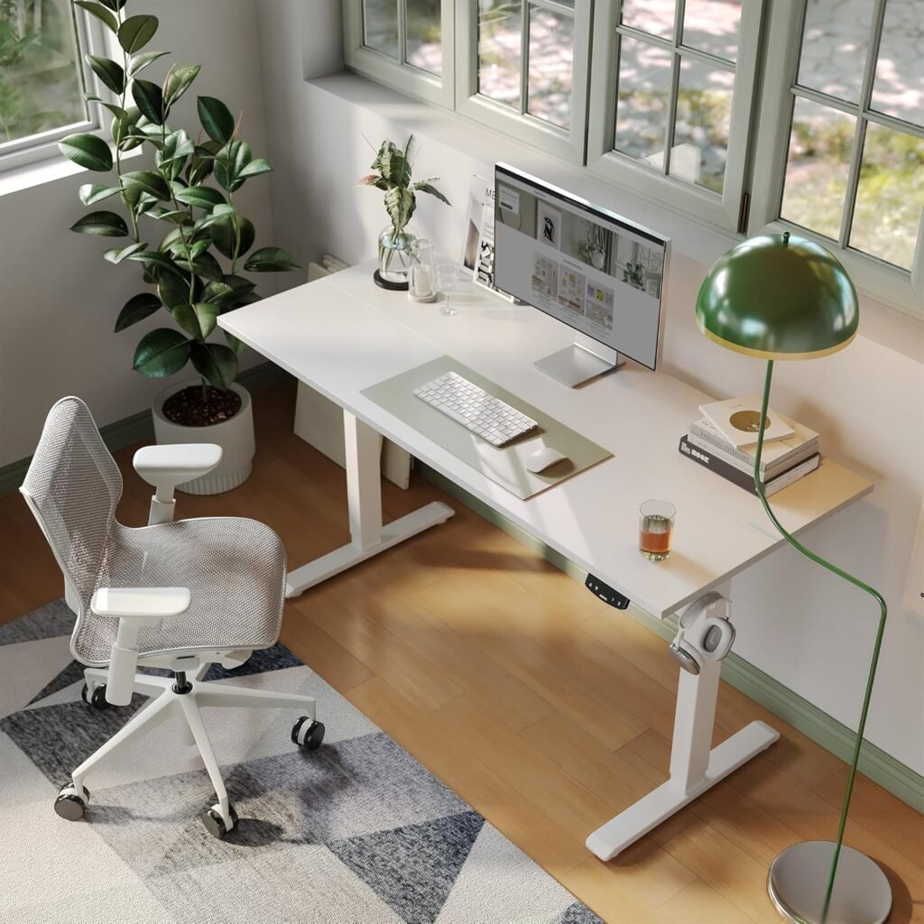 Elektrisch Zit-Sta Bureau Hoogte Verstelbaar - Bureautafel met Geheugenfuncties en Anti-Collisie Systeem - Bar Tafel Wit - 100 x 60 cm