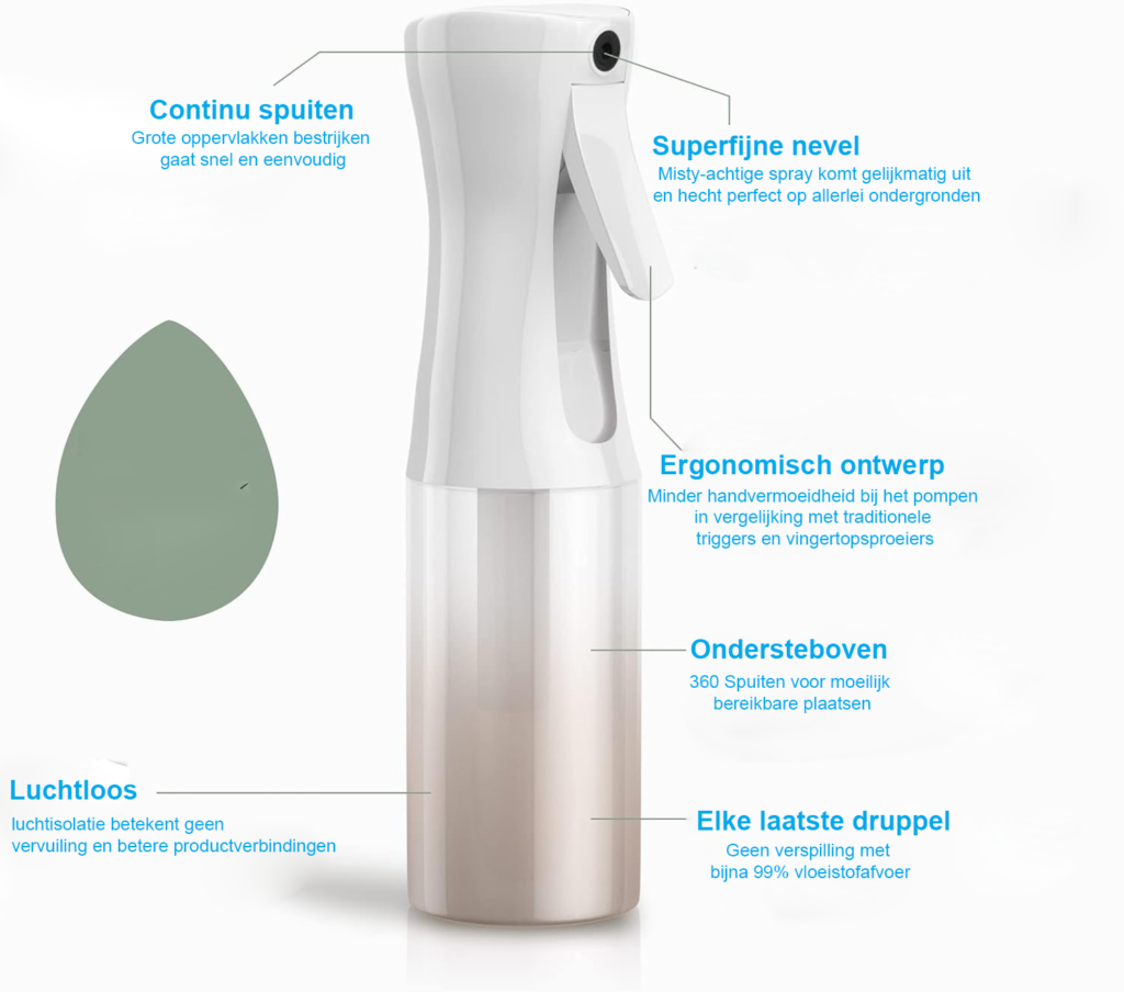 Sproeifles 160 ml transparant - fijne mistspray met instelbare nozzle voor haarverzorging, planten en reiniging