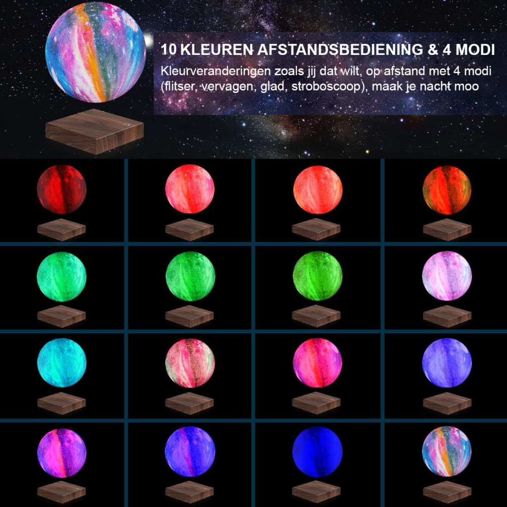 Magnetische zwevende wereldbol met roterende LED-verlichting voor thuis of kantoor