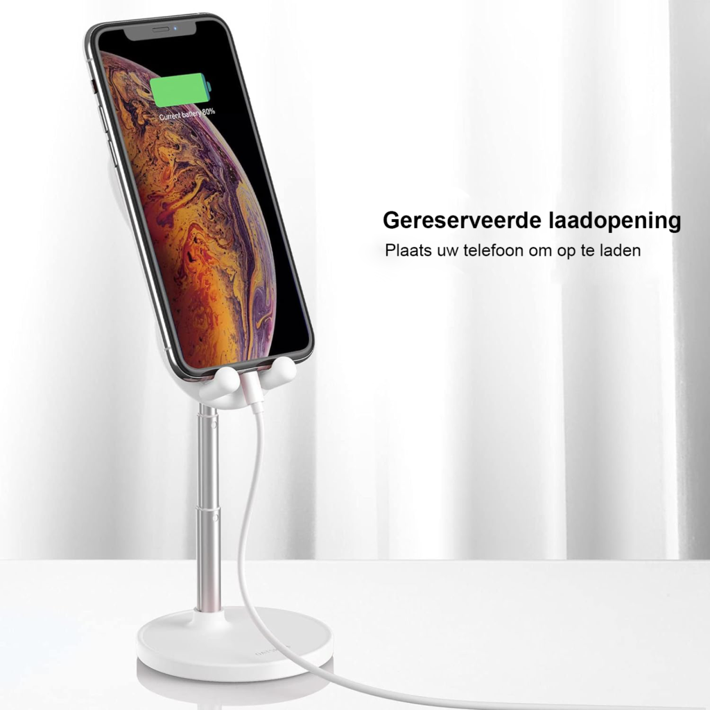Verstelbare telefoonhouder en tablethouder voor smartphones en tablets, handsfree en ergonomisch ontwerp