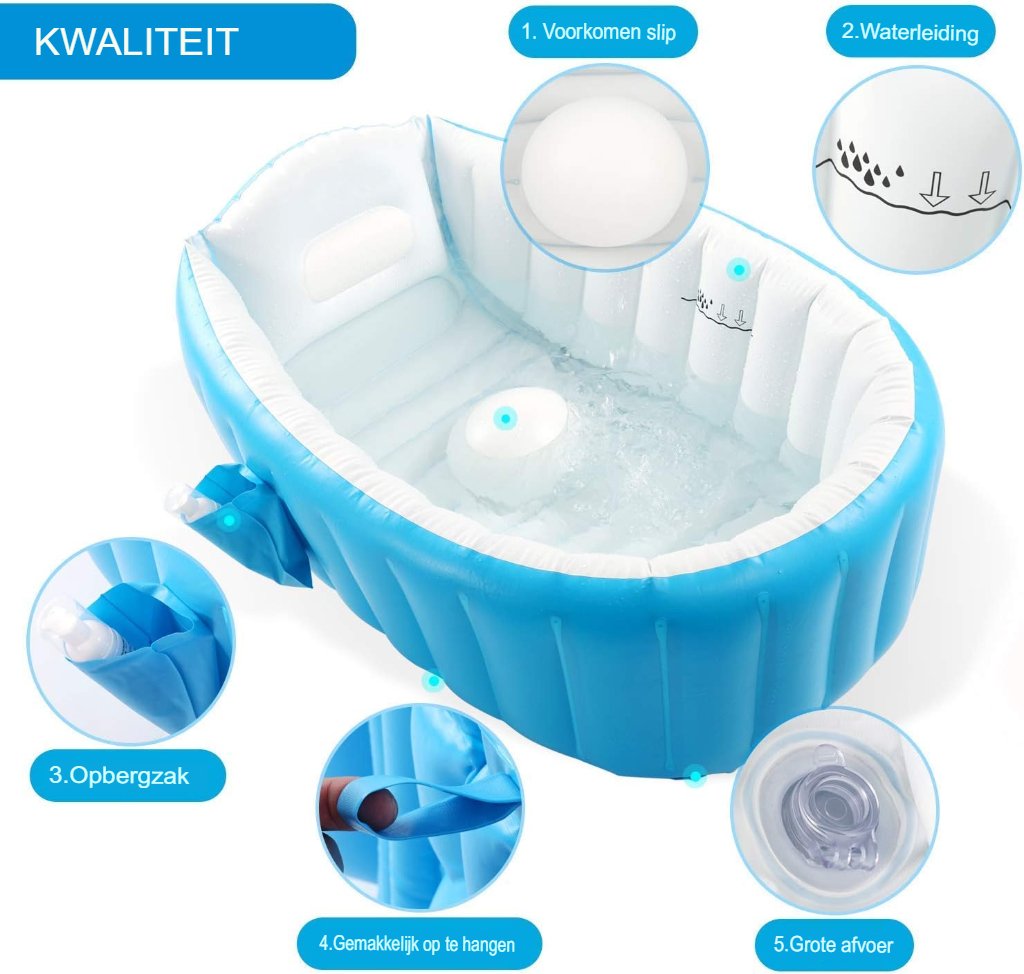 Opblaasbaar Babybadje - Opvouwbaar en Draagbaar - Comfortabel Kinderbad - Voor Thuis en Reizen