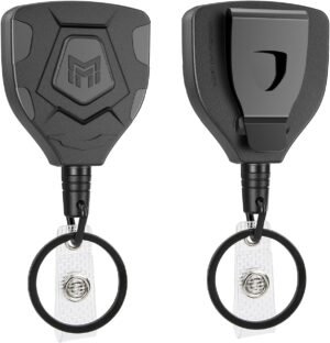 Intrekbare sleutelhanger badgehouder met draagbaar koord voor sleutels en badges, zwart