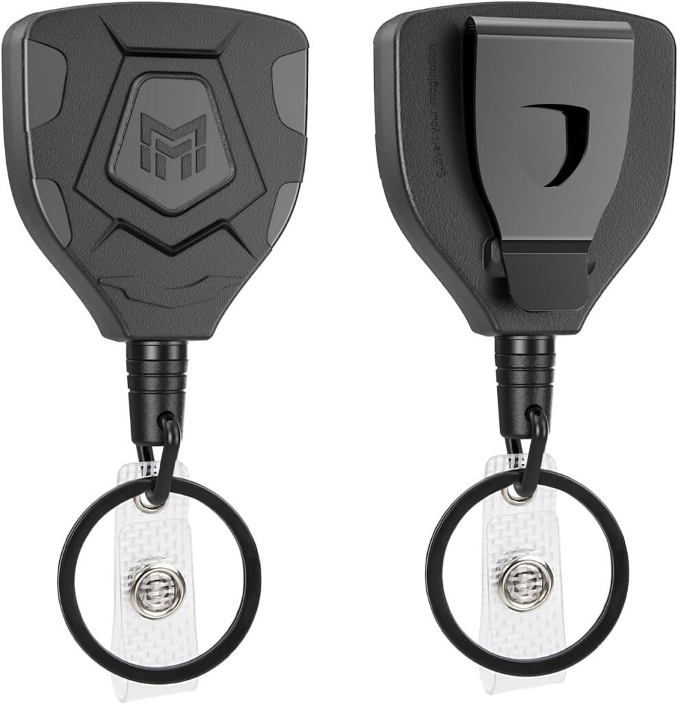 Intrekbare sleutelhanger badgehouder met draagbaar koord voor sleutels en badges, zwart