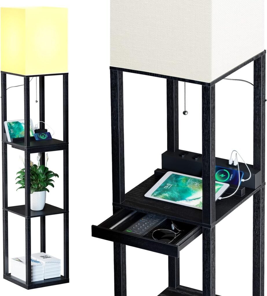LED vloerlamp met verstelbare kleurtemperatuur en USB-oplaadpoorten voor woonkamer en slaapkamer