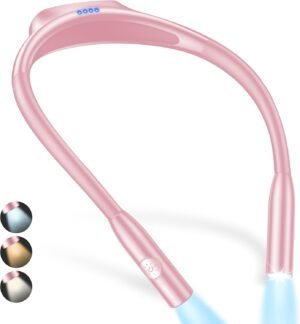 Oplaadbare neklamp met LED leeslicht, 3 lichtkleuren en dimbare boeklamp voor handsfree lezen in bed en onderweg