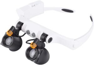 Hoofdband Loepbril met LED Verlichting – Handsfree Vergrootbril voor Lezen, Hobby en Precisiewerk – Verwisselbare Lenzen 3x tot 10x Vergroting