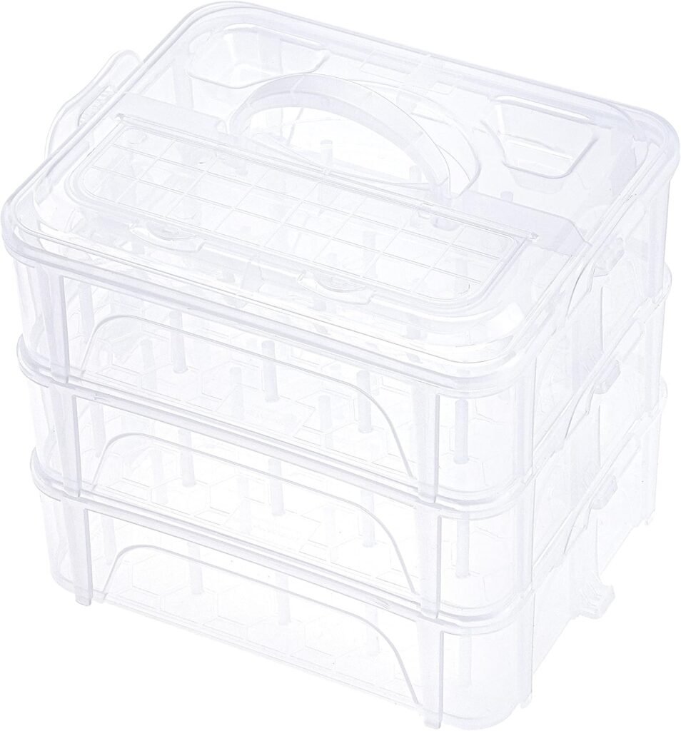 Garenbox met 3 Lagen - Garen Organizer voor Naaien en Borduren - Transparante Opbergdoos voor 60 Garenklossen - Kunststof Spoelenhouder