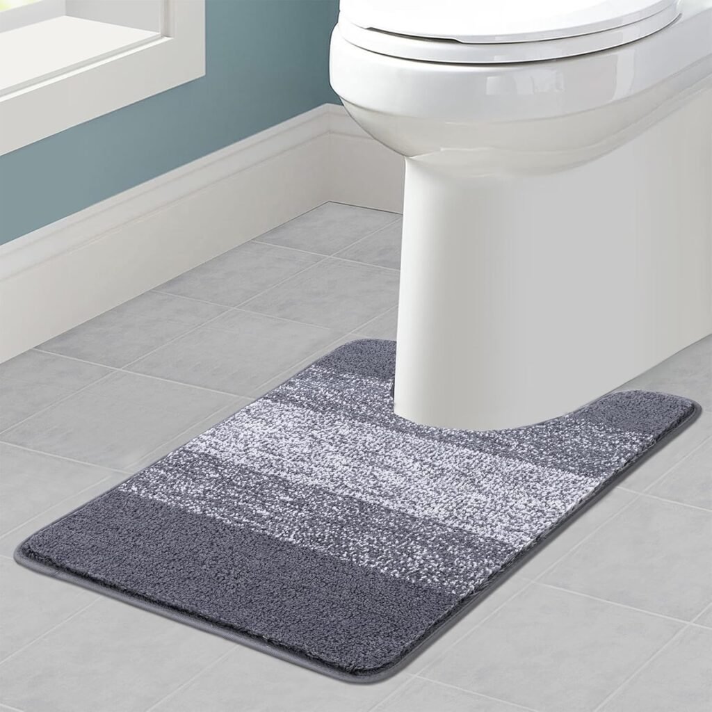 U-vormige toiletmat 50x60 cm, zachte grijze antislip badmat voor toilet en badkamer, wasbare absorberende WC mat