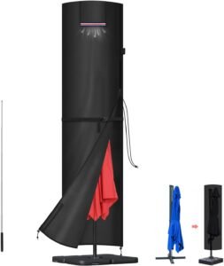 Parasolhoes Waterdicht – Beschermhoes voor Tuinparasol met Telescopische Stang – 420D Oxford Stof – Tot Ø 400 cm 250×64/64 cm