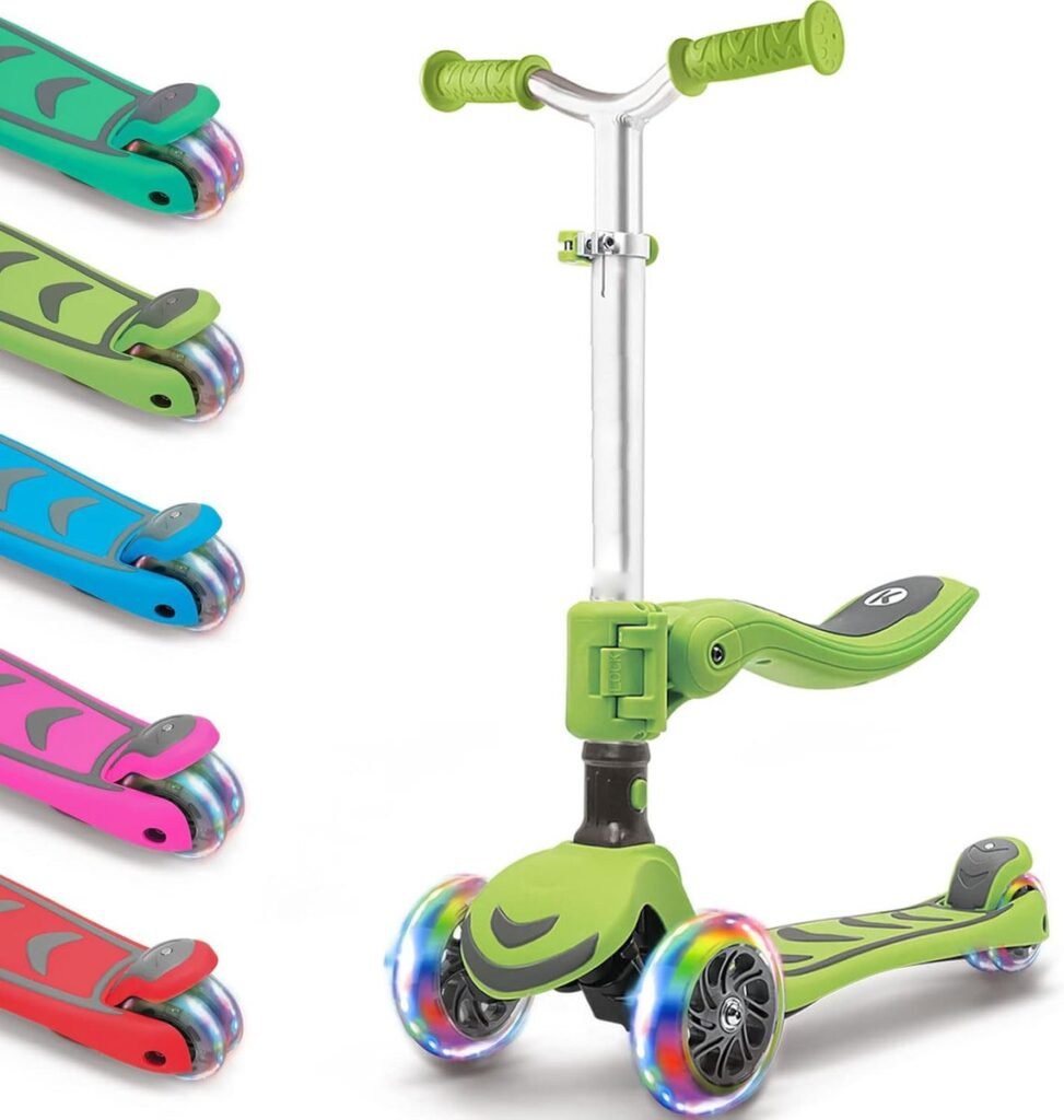Kinderstep vanaf 3 jaar met zitje - opvouwbare 2-in-1 step met 3 LED wielen en verstelbare hoogte