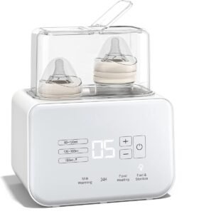 Babyflessenwarmer en Sterilisator 8-in-1 – Snelle Babyvoeding Verwarming met LCD Display – Nauwkeurige Temperatuurregeling voor BorstvoedingMet de 8-in-1 flessenwarmer en sterilisator beleeft u als ouder een ongekende ervaring in het voeden van uw baby. Dit multifunctionele apparaat biedt snelle verwarming, sterilisatie, en een constante temperatuurregeling, waardoor het perfect is voor drukke gezinnen. Of u nu borstvoeding geeft of flesvoeding gebruikt, deze flessenwarmer zorgt ervoor dat uw baby altijd de juiste temperatuur voeding krijgt, wanneer dat nodig is. Het heldere LCD-display maakt het eenvoudig om de temperatuur en functies te controleren, zelfs in het donker. Deze flessenwarmer is niet alleen gebruiksvriendelijk, maar ook veilig, met automatische uitschakeling om oververhitting te voorkomen. Met zijn efficiënte en veelzijdige functies is deze flessenwarmer een must-have voor elke ouder die het leven met een baby eenvoudiger wil maken.  Voordelen Multifunctioneel met 8-in-1 functies. Snel verwarmen en steriliseren van babyflessen. Constant warme voeding gedurende 24 uur. Gebruiksvriendelijk LCD-display. Veilig met automatische uitschakeling. Eenvoudig te bedienen met één hand. Gemaakt van voedselveilig materiaal. 8-in-1 Functionaliteit Deze flessenwarmer is ontworpen om aan al uw behoeften te voldoen. Met functies zoals snel verwarmen, ontdooien, en steriliseren, kunt u dit apparaat in elke fase van de voeding gebruiken. De mogelijkheid om de temperatuur aan te passen aan de voorkeuren van uw baby maakt het een veelzijdig hulpmiddel. Het apparaat kan ook babyvoeding warm houden tot wel 6 uur, wat ideaal is voor drukke dagen of nachten. De timerfunctie stelt u in staat om de flessenwarmer in te stellen, zodat u altijd op het juiste moment kunt voeden. Dit maakt het leven een stuk gemakkelijker voor ouders die vaak in de weer zijn met hun kleintje.  Snelle Verwarming en Sterilisatie Met slechts 80 ml water genereert deze flessenwarmer voldoende stoom om melk binnen 3 tot 7 minuten goed te verwarmen. Dit is vooral handig wanneer uw baby hongerig is en snel behoefte heeft aan voeding. De flessenwarmer houdt ook babyvoeding tot 6 uur warm, wat zorgt voor een gezonde en veilige voedingservaring. Door gebruik te maken van waterisolatie, wordt de voeding gelijkmatiger verwarmd, wat beter is voor de gezondheid van uw baby. Na het verwarmen of steriliseren schakelt het apparaat automatisch uit, wat extra gemoedsrust biedt voor ouders. U kunt dus met een gerust hart de flessenwarmer gebruiken zonder u zorgen te maken over oververhitting.  Dubbele Sterilisatiefunctie Deze flessenwarmer is uitgerust met een verstelbaar deksel dat geschikt is voor alle soorten babyflessen. Dit maakt het gemakkelijk om verschillende flessen en accessoires te steriliseren. De sterilisatiefunctie is perfect voor het ontdooien van borstvoeding, maar ook voor het steriliseren van flessen, spenen, vorken en lepels. Dit alles kan met één hand worden gedaan, zodat u de andere hand vrij heeft voor uw baby. Deze gebruiksvriendelijke aanpak maakt het een ideale keuze voor ouders die behoefte hebben aan een handige en efficiënte manier om hun baby’s voedingsbenodigdheden schoon te houden.  Nauwkeurige Temperatuurregeling De ingebouwde sensor en de externe temperatuurmeetsonde zorgen voor een nauwkeurige temperatuurmeting. Hierdoor blijft melk, water en babyvoeding exact op de gewenste temperatuur voor 24 uur. Dit voorkomt oververhitting of te koude voeding, wat cruciaal is voor het comfort van uw baby. Het apparaat past zich aan aan de voorkeuren van uw baby, waardoor u altijd kunt vertrouwen op de juiste temperatuur. Met deze nauwkeurigheid kunt u met een gerust hart voeden, wetende dat de voeding perfect is. De flessenwarmer biedt de mogelijkheid om aan de veranderende behoeften van uw baby te voldoen, zodat u nooit meer twijfelt of de voeding de juiste temperatuur heeft.  Inhoud verpakking 1 Flessenwarmer en sterilisator 1 Oplaadkabel 1 Handleiding 1 Verstelbaar deksel voor verschillende flessen Product specificaties Kleur: Zwart Capaciteit: Geschikt voor alle babyflessen Functies: 8-in-1 (verwarmen, steriliseren, ontdooien, etc.) Automatische uitschakeling: Ja Materiaal: Voedselveilig PP-materiaal Display: LCD-display Maak uw leven als ouder gemakkelijker en kies voor de 8-in-1 flessenwarmer en sterilisator, de perfecte oplossing voor een comfortabele en veilige voedingservaring voor uw baby!