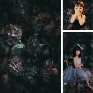 Donker retro bloemen fotografie achtergrond van canvas voor portretfotografie en newborn fotoshoots 1,5 x 2,2 m