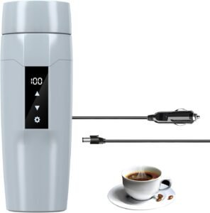 Elektrische Waterkoker 12V met Temperatuurregeling – Draagbare Thermobeker voor Onderweg – Snelle Verwarming met Automatische Uitschakeling – 80W