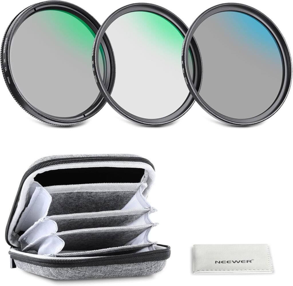 37mm lens filter set met UV CPL ND4 filters en harde opbergtas