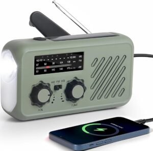 Noodradio met Powerbank – Draagbare FM/AM Radio met Handcrank en Zonnepaneel – Outdoor Camping Radio met LED Zaklamp en SOS Alarm – 2000mAh