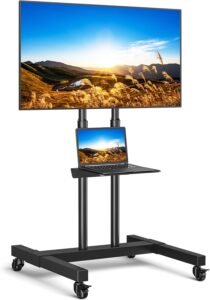 TV Standaard Met Wielen 32-80 Inch – Verstelbare TV Trolley Voor Televisies – Mobiele TV Beugel Met Hoogteverstelling – VESA 600 x 400 mm Max 50 kg