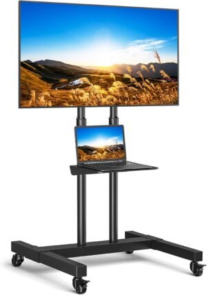 TV standaard met wielen voor 32-80 inch tv zwart verstelbare TV trolley VESA 600x400 mm