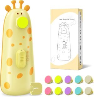 Elektrische baby nagelvijl met LED licht en 10 slijpkoppen voor veilige nagelverzorging in oranje