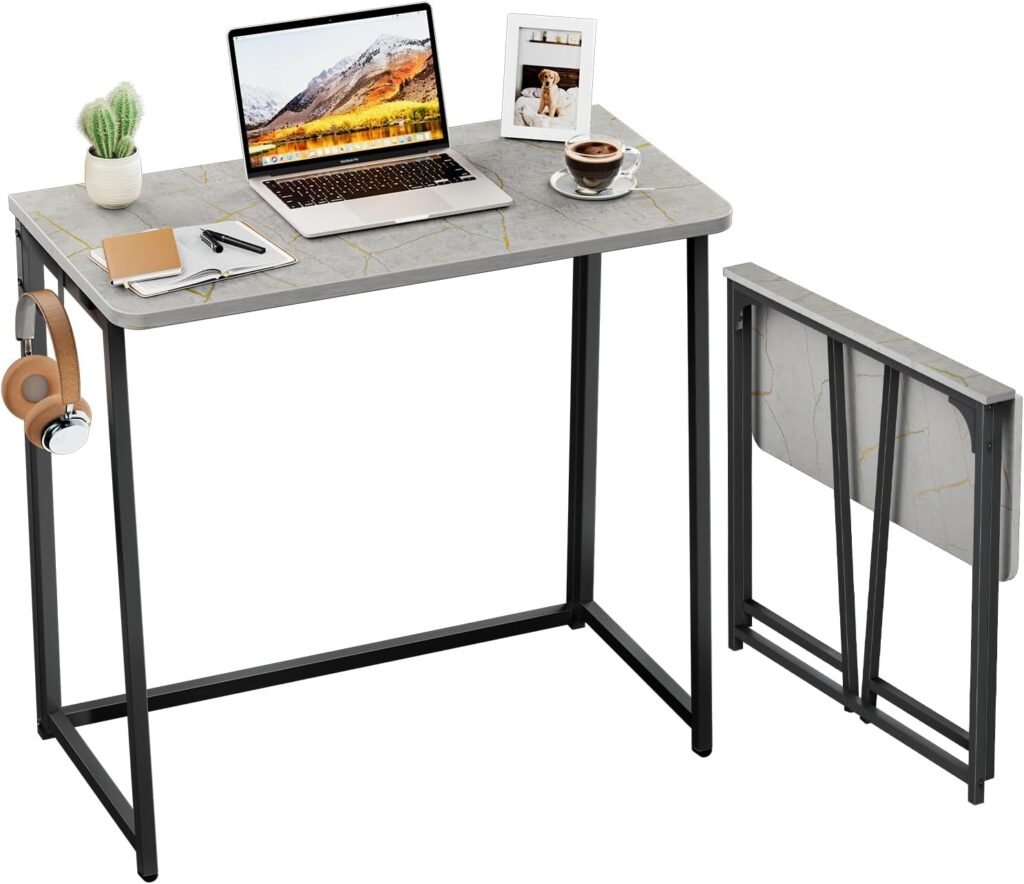 Opvouwbaar computerbureau 80 cm grijs voor laptop, studeren en thuiswerken
