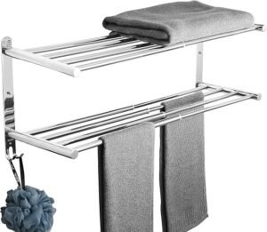 Uitschuifbare handdoekhouder RVS – Wandgemonteerd handdoekenrek voor badkamer en keuken – 43-76 cm verstelbaar – Roestvrij staal