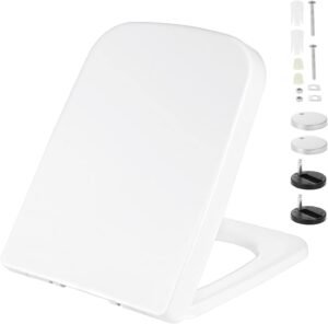 Toiletbril Wit Softclose – Toiletzitting met Snelsluiting en Antibacterieel Polypropyleen – Vierkante Vorm – 35 x 28 cm