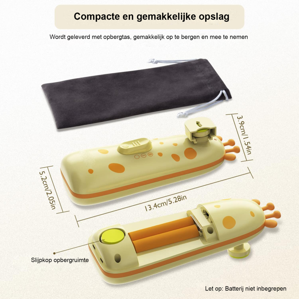 Elektrische baby nagelvijl met LED licht en 10 slijpkoppen voor veilige nagelverzorging in oranje