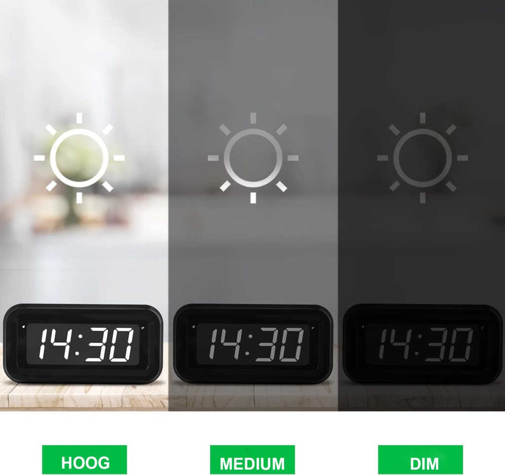 Digitale LED kinderwekker met instelbare helderheid, compact en draagbaar