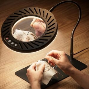 Vergrootglas met Lamp en Standaard – 10x Vergroting met LED Verlichting – Tafelloep voor Lezen, Hobby en Precisiewerk – 144 LED’s met Instelbare Helderheid