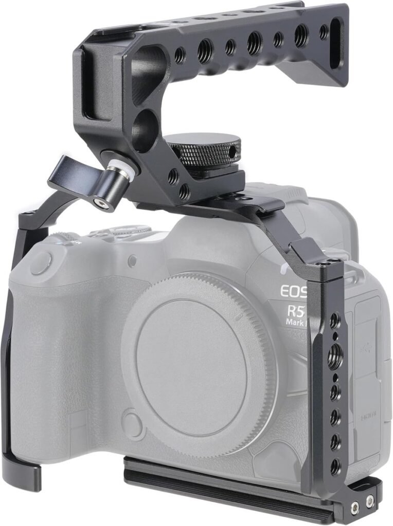 Camera cage met top handgreep voor camera, aluminium rig met NATO rail en cold shoe