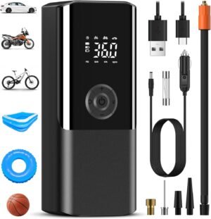 Elektrische luchtpomp 150 PSI met 6000 mAh batterij en digitale drukmeter