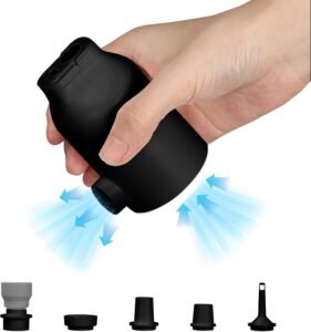 Elektrische Luchtpomp – Draagbare Opblaaspomp met LED Lamp – 1800mAh Oplaadbare Batterij – 5 Opzetstukken – Voor Luchtbed, Zwembad en Boot