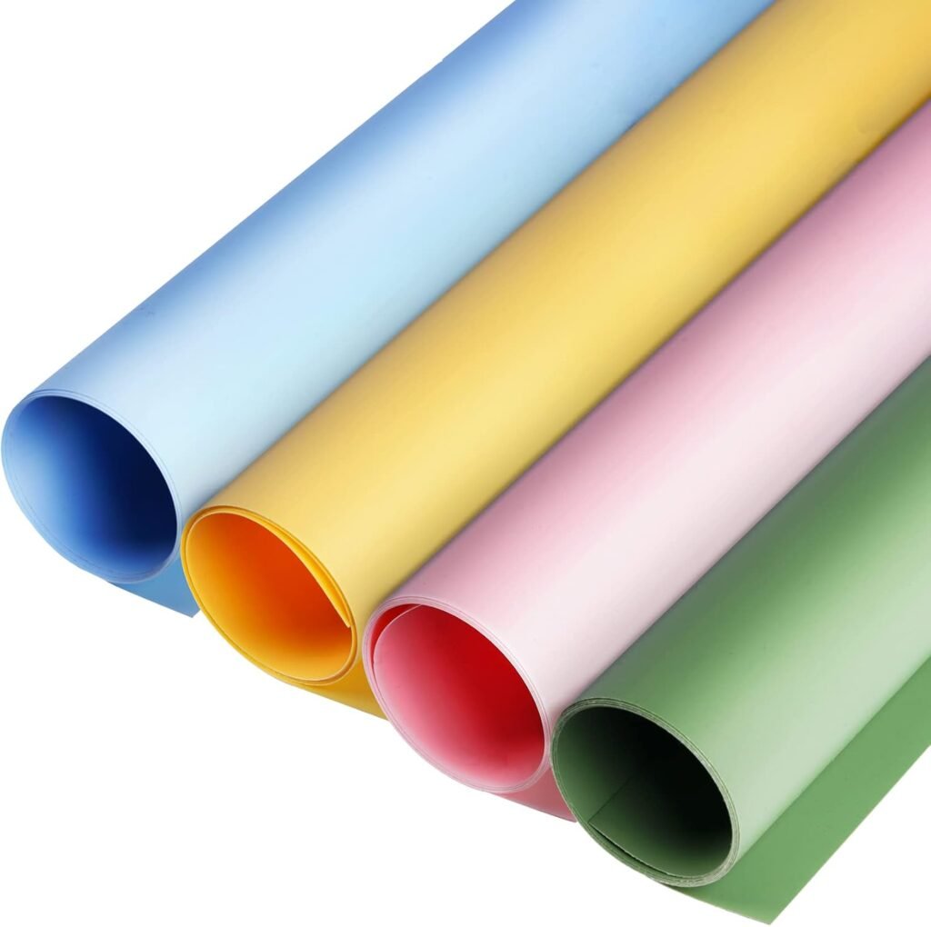 PVC fotografie achtergrond set van 4 stuks, 100x150 cm, roze, blauw, geel en groen, waterdicht voor productfoto's en fotostudio