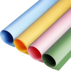 PVC fotografie achtergrond set van 4 stuks, 100x150 cm, roze, blauw, geel en groen, waterdicht voor productfoto's en fotostudio