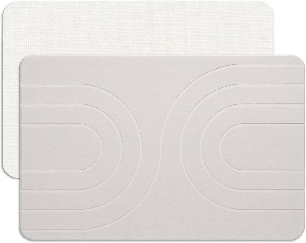 Witte badmat van diatomeeënaarde, sneldrogende antislip douchemat voor badkamer en keuken