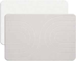 Badmat van Diatomeeënaarde – Sneldrogende Douchemat – Antislip Droogmat – Wit, Absorberend en Makkelijk Schoon te Maken