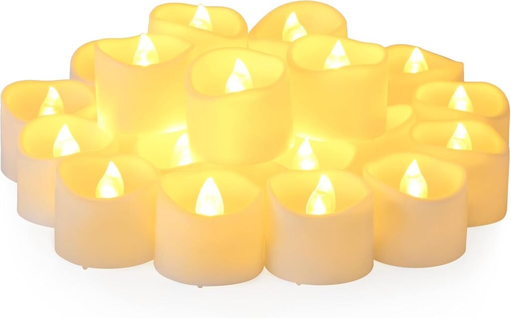 Set van 24 LED waxinelichtjes met timer, warm wit flikkerend licht en vlamloos design