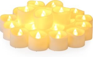 LED Waxinelichtjes 24 Stuks met Timer – Warm Wit Flikkerend Licht – Vlamloze Elektrische Theelichtjes – Batterijgevoed met Energieklasse A
