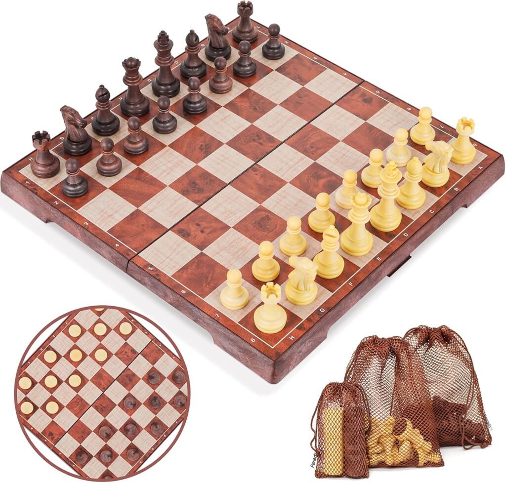 Magnetisch schaakspel met opvouwbaar schaakbord 35x30 cm voor kinderen en volwassenen