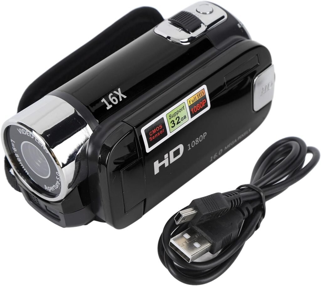 4K 48MP digitale camera met 16x zoom en 2,7 inch rotatiescherm, videocamera voor vloggen, zwart