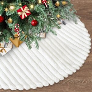 Kerstboomrok 36 inch – Witte Boomrok van Nepbont – Ronde Boomvoet Bedekking – Kerstdecoratie voor Kerstmis en Nieuwjaar