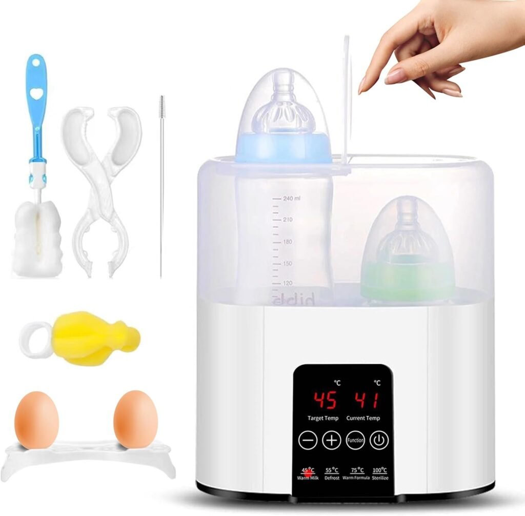 4-in-1 babyfleswarmer met sterilisator en LCD display voor babyflessen en babyvoeding wit