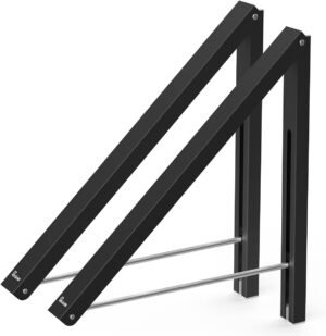Vouwbare wandkapstok voor hangers van aluminium, ruimtebesparend, wandbevestiging, 2 stuks
