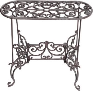 Plantenstandaard Gietijzer – Bloemenstandaard voor Binnen en Buiten – Metalen Plantentafel – Vintage Stijl – 57,4 cm Hoogte
