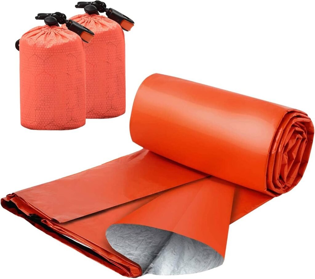 Lichtgewicht oranje noodslaapzak van PE- en aluminiumfolie voor kamperen en reizen