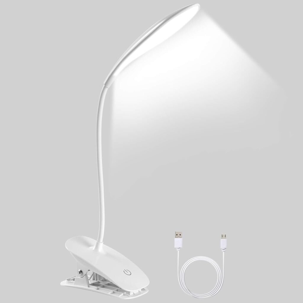 LED boeklamp met klem, USB clip-on leeslamp met 3 helderheidsniveaus, dimbaar en flexibel