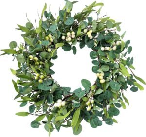 Kunstmatige Eucalyptus Krans Groen 50 cm – Deurkrans voor Wanddecoratie – Ronde Krans voor Lente, Zomer en Bruiloft – Huisdecoratie