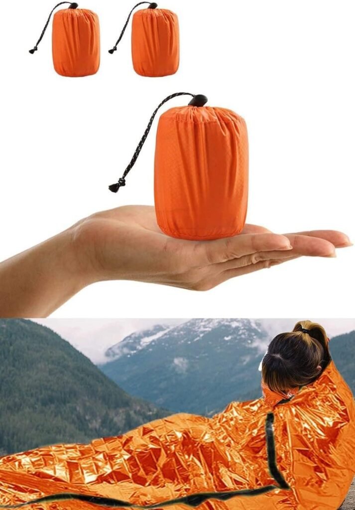 Survival slaapzak set van 2 herbruikbare bivakzakken, thermische nooddekens voor camping en hiken