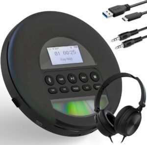 Draagbare CD-speler met Bluetooth, oordopjes en TF-kaartlezer voor in de auto